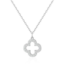 Philip Jones Silver Plated Clover Necklace Created with Zircondia® Crystals