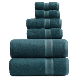 Springtree Home Luxury Viscose from Bamboo Bath Towel Set 6 Piece Set | 35% Viscose from Bamboo - 65% Cotton | Absorbent Quick-Dry Towels for Bathroom | Oeko-TEX Standard 100 Cotton | Deep Teal