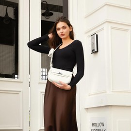 CLUCI Crossbody Purses for Women Trendy Cross Body Bag with Adjustable Strap PU Leather Purse 2025, Beige White, Small