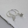 Sterling Silver Tiny Star Charm Hoop 12mm Earrings