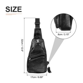 DTGN Genuine Leather Small Sling Bag - 6.69"x12.6" (LXH) Good for Men and Women Hiking Travel - Multipurpose Casual Small Packs Crossbody Chest Bag Backpack Black