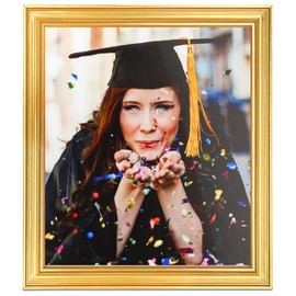 ArtToFrames 30x42 CM / 11.81x16.54 INCH Gold A3 Picture Frame, This 1.28 Inch Custom Wood Poster Frame is Gold - Comes with Regular Glass and Corrugated Backing