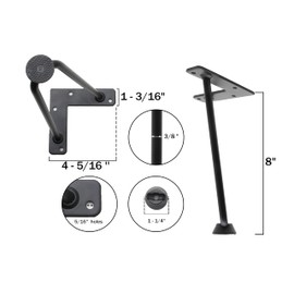 Silverline 8 Inch Heavy Duty Hairpin Furniture Legs, Metal Home DIY Projects for TV Stand, Sofa, Cabinet,Coffee Table etc with Plastic Floor Protectors Black 4PCS