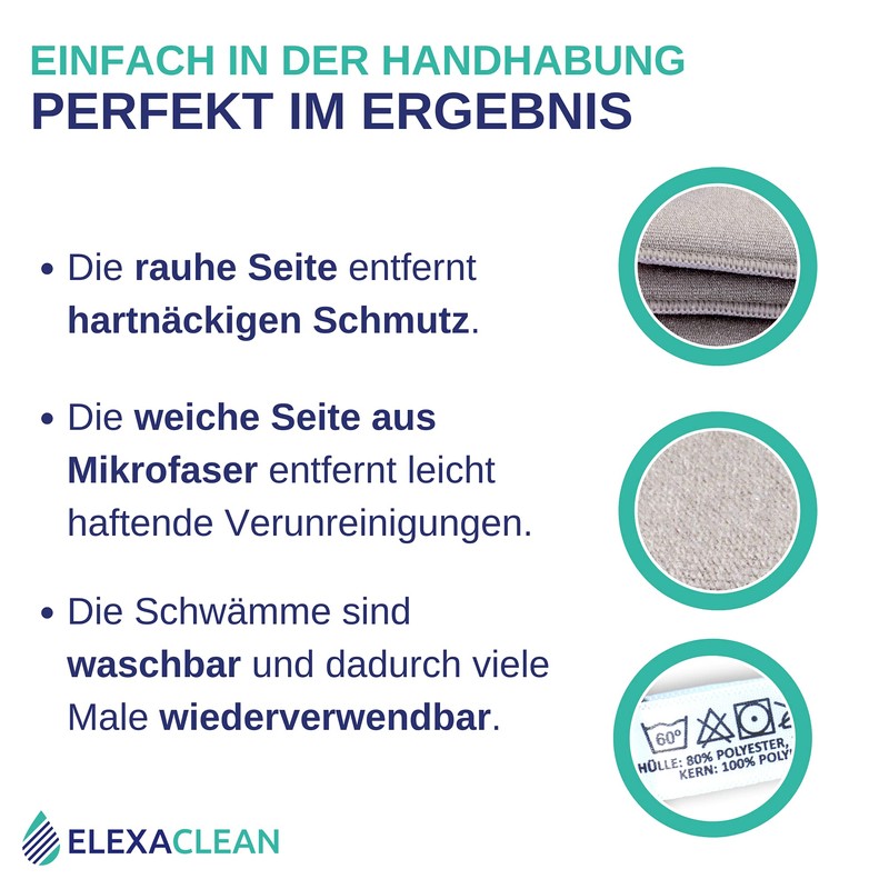 ELEXACLEAN Washing Up Sponge Scourer Sponges (Set of 3, 12
