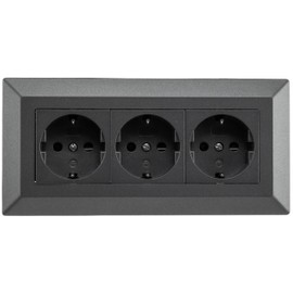 ChiliTec Steckdosenblock Ecksteckdose 3-Fach Mehrfachstecksose für Küche Büro Werkstatt Aufbau Unterbau Montage Anthrazit