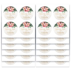 Fuchsia Pink Floral Wedding Thank You Labels Thank You for Celebrating with Us Stickers | 2 inch | Gold Foil | 60pcs Waterproof Favor Labels for Wedding, Bridal Shower, Baby Shower