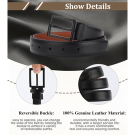 WELROG Genuine Leather Boys Belt Kids Belt Black Leather Belts for Boys age 8-10 boys belts age 13-14 School Uniform Belt