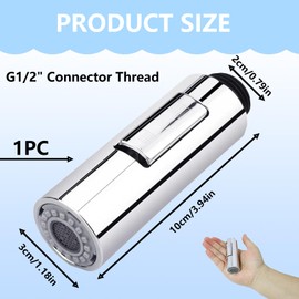 2 Modes Shower Head Kitchen Tap, Water Saver for Tap for Kitchen Bathroom Sink, Shower Head Tap Rinse Sprayer Removable Hand Shower Replacement Shower Head 1/2 Inch Connections with Control