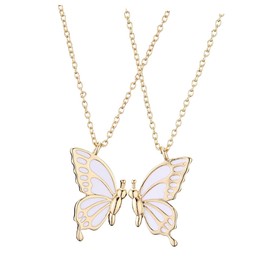 COLLBATH Butterflies Friendship Necklaces Friend Neck Chain Pair for 2 Girls Gold