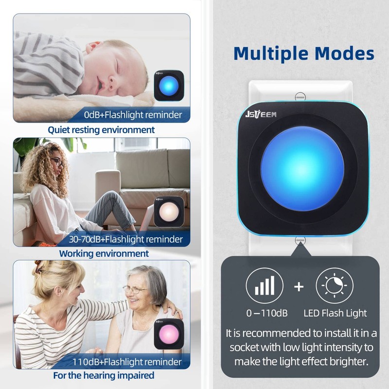 Wireless Doorbell Plug in Door Chimes & Bells 1200 feet