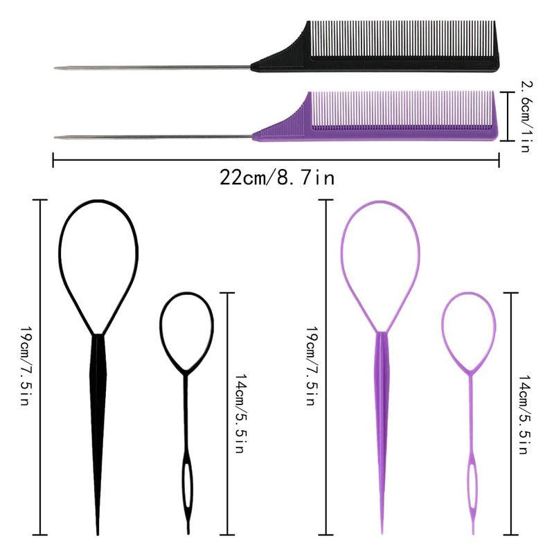 TRKETK 2 Pcs Ponytail Pull Through Hair Hoop Tool, Ponytail