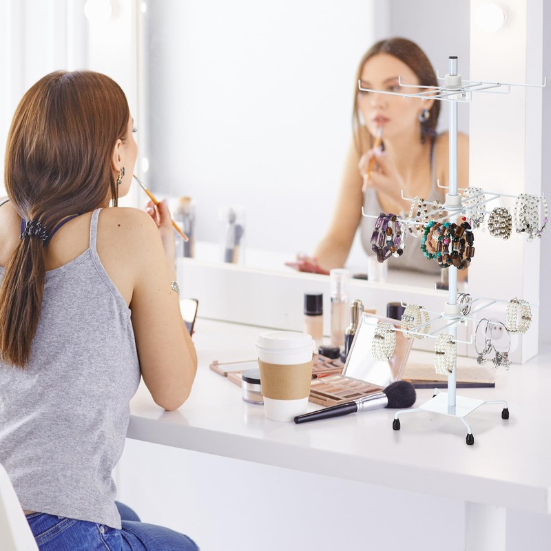 RattanView 2 Pcs Jewelry Rotating Display Stand Adjustable Metal Earrings