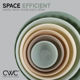 COOK WITH COLOR Mixing Bowls with Lids - 12 Piece Plastic Nesting Bowls Set includes 6 Prep Bowls and 6 Lids, Non Slip Bottom and Diamond Design - Microwave Safe (Mint)