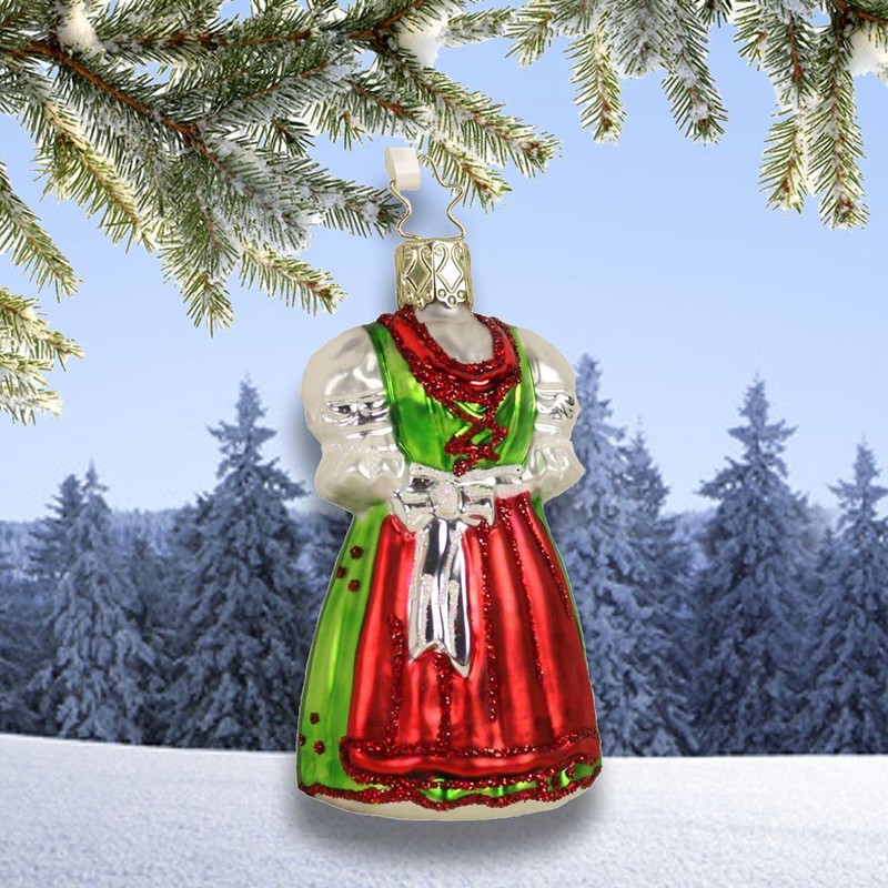 Inge-glas Christmas Pendant Red Green Christmas Dirndl
