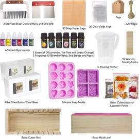 haclum Soap Making Kit for Adults and Kids - Soap Making Supplies with Melt & Pour Soap Base, Soap Loaf Molds, Cutting Box, Silicone Molds, Essential Oil & Fragrances Beginner DIY Craft Kits