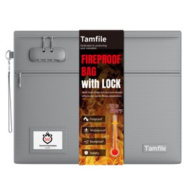 Tamfile Fireproof Document Bag with Lock,15x12 inch Heat Resistant Cash Bag