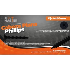 Bolsa con 500 Tornillos Fosfatados #6 x 1” para Paneles de Yeso y Tablarroca, Cuerda Fina, Cabeza Corneta Phillips, Anticorrosión, Ideal para Construc