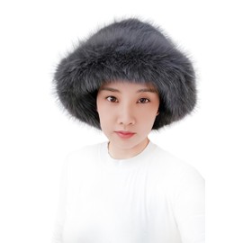 Lina & Lily Women's Winter Bucket Hat Faux Fur Fluffy (Dark Grey)