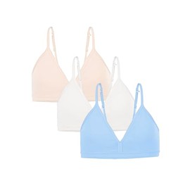 Fruit of the Loom Girls' Soft and Smooth Training Bra, Deja Blue/Lt Nude/White