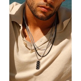 Stylish Unisex Black Necklace for Women Men 2mm Box Chain, 925 Sterling Silver Clasp Box Chain Black Chain for Men16/18/20/22/24/26/28/30 Inches(18)