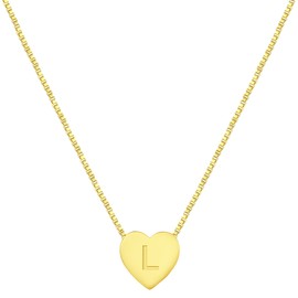 YL Initial Necklace 925 Sterling Silver Heart Letter Pendant 18K Gold L Alphabet Necklace for Women