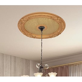 AFD Home BAN-BRRD90-F0-0 Golden Round 36in Chandelier Ceiling Medallion, Gold