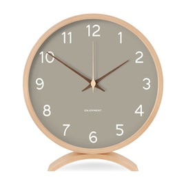 Maxspace Table Clock - 8 Inch Silent Non-Ticking Wooden Timepiece Desk Clock Perfect for Living Room Office Bedroom Decor（Grey）