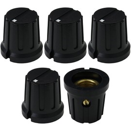 6.4mm Round Hole Premium Slot Top Synth Control Knob Pack of 5