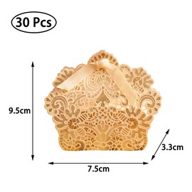 30 Pcs Wedding Party Favour Boxes, Sweet Candy Bags with Ribbons, 7.5 * 7.5 * 3.3cm Candy Boxes - Anniversary, Birthday Party, Bridal/Baby Shower Favour Bags