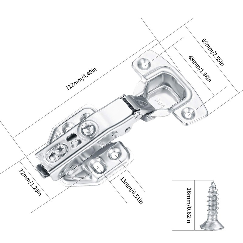 6 Pcs Kitchen Units Door Hinges, Soft Close Cupboard Wardrobe