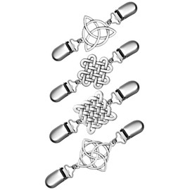 Jetec 4 Pieces Vintage Sweater Shawl Clips Retro Cardigan Collar Dress Shirt Brooch Clips for Women Wearing, 4 Styles(Simple Style)