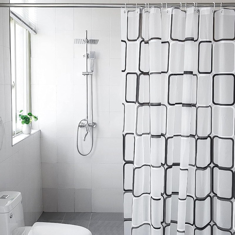 Startseite Shower Curtain - Black White Lattice Plastic Shower Curtains