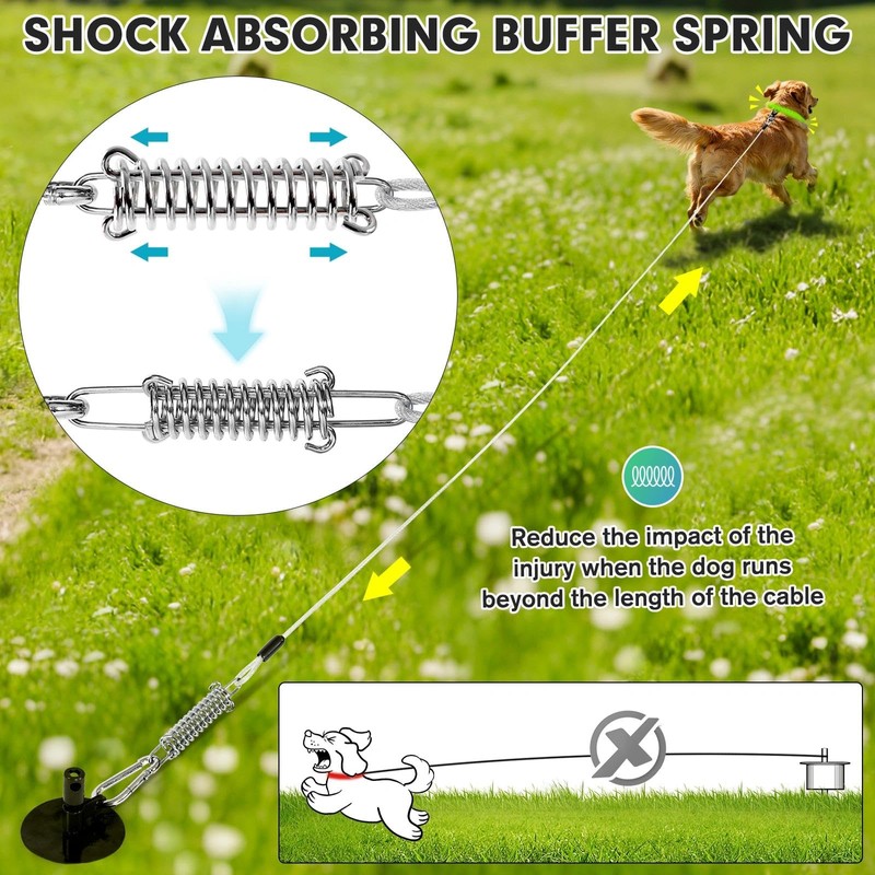 Duckygoo Dog Tie Out Cable & Stake with Lock-Cap, Heavy