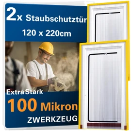 ZWERKZEUG® 2 x Dust Protection Doors with Zip 1, 20 x 200 mm Extra Strong 100 Micron Waterproof Anti-Dust Zip Door Dust Protection Wall Dust Door