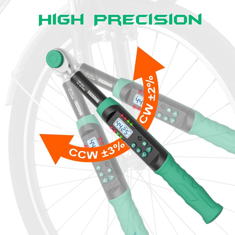 KOEORWS 3/8 Inch Drive Digital Torque Wrench, 2.21-44.25Ft.lb/3-60N.m, with Preset