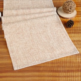 AWARDSEN Table Runner Burlap Linen Runner Table 60 Inches Long Woven Beige Table Runners for Dining Rustic Farmhouse Kitchen Table Decor(13x60 Inch)