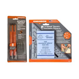 Swanson Tool Co S0101CP216 Value Pack includes 7-Inch Speed Square with Blue Book and 2-Pack AlwaysSharp Carpenter Pencils with Extra Black Graphite Replacement Tips