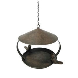 Dehner Natura Premium Sahara Wild Bird Feeder, Feeding Station / Drinker for Wild Birds, Weatherproof / Hanging Feeder with Hanging Device, Diameter 19 cm, Height 16 cm, Metal, Black