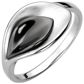 Jobo Women's Ring 925 Sterling Silver Black Partially Rhodium-Plated, Silver, No Gemstone