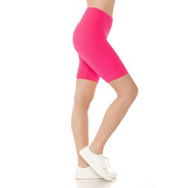 Leggings Depot Women's Buttery Soft Fashion Biker Shorts Athletic Shorts for Yoga, Neon Fuchsia, Small