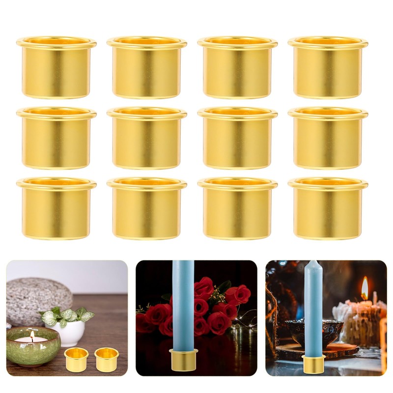 30Pcs Gold Aluminum Candle Holders Bulk Metal Cup Insert for