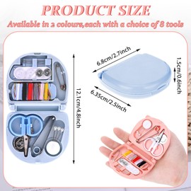 AHQiZFX 10 Pack Mini Travel Sewing Kit, Portable Sewing Tool Kits, DIY Sewing Supplies, Plastic Sewing Kit, Beginner Emergency Sewing Repair Kit with Threads Scissors Hand Sewing Needles (Blue, Pink)