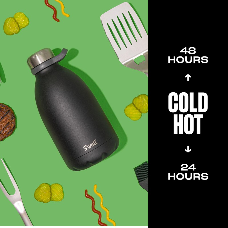 S'well Stainless Steel Roamer Bottle, 64oz, Onyx, Triple Layered Vacuum