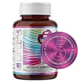 LIFEED Biotina, Colageno Hidrolizado Puro, Vitamina E, Vitamina B5 y Zinc | Suplemento Multivitaminico Mujer y Hombre | Cabello, Piel y Uñas | 120 Cápsulas | Vitaminas para el Cabello
