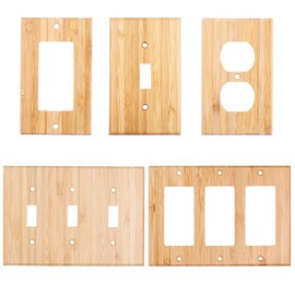 Raw Wood Triple Rocker Wall Plate,Bamboo Decorative Wall Plate Light Switch Plate Cover,For Bedroom Kitchen Home Decoration (Triple Rocker)