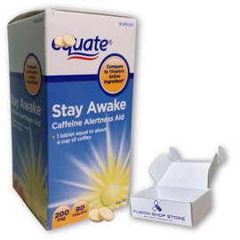 Equate Caffeine Tablets- Stay Awake 200mg, 80 Count (Pack of 1), Boxed by Fusion Shop Store