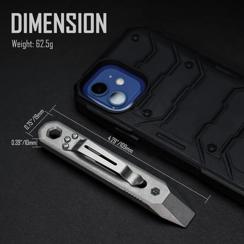 KeyUnity Titanium EDC Multitool - Pocket Pry Bar and Bit