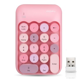 Lomiluskr Wireless Numeric Keypad with 2.4G USB Receiver, Cute Colorful Round Keycaps, Portable Financial Accounting Numpad Number Keyboard, Suitable for PC, Laptop (Pink)