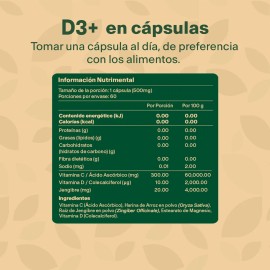 ☀️💊 Vitamina D3 + | 60 Cápsulas 500mg | VitalBotanics | Salud Ósea, Inmune & Energía