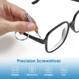UNEAK - Eyeglass Screwdriver Repair Kit Silver & Yellow Precision 3 in 1 Mini Screwdrivers Set Keychain Glasses, Sunglasses, Sunglass, Watch, Electronics, Eyeglasses, Flat Head, Phillips, Hex